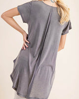 Vintage Wash Top w/ Crochet Detail - Ash