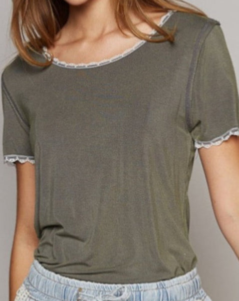 Lace Trim Tee *3//COLORS*
