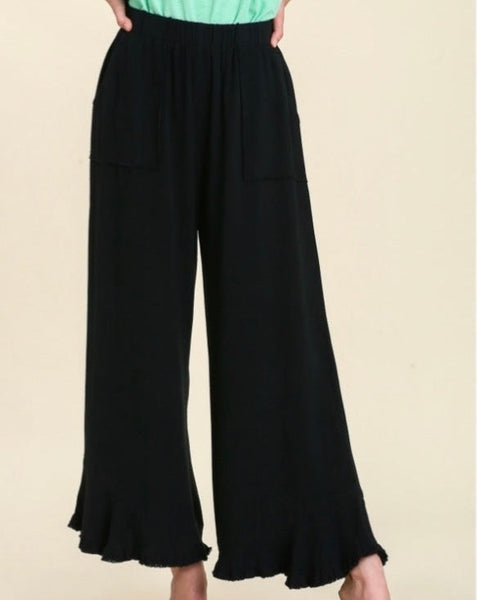 Sassy Linen Pants -  Black