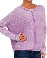 Washed Baby Waffle Long Sleeve Top *5//COLORS*