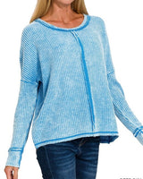 Washed Baby Waffle Long Sleeve Top *5//COLORS*