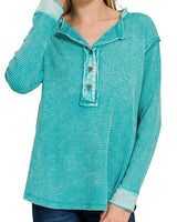 Washed Waffle Long Sleeve Crew Henley *2//COLORS*