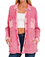 Washed Waffle Shacket - 2 Colors