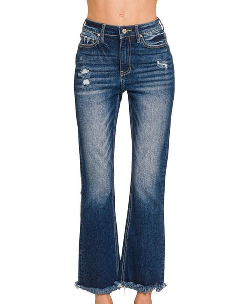Crop Bootcut Jeans - Dark Wash