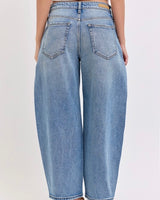 Mid Rise Barrel Jeans - Light Wash