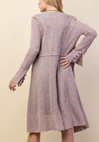Cardigan w/ Lace Sleeve Details - MAUVE