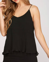 Pleated Cami - Black