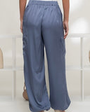 Satin Cargo Joggers - BLUE