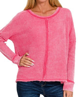 Washed Baby Waffle Long Sleeve Top *5//COLORS*