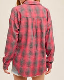 Flannel Button Down - Blue & Pink