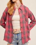 Flannel Button Down - Blue & Pink