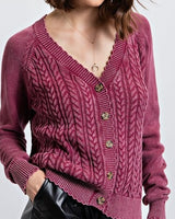 Scallop Detail Vintage Cable Cardigan - *3//COLORS*