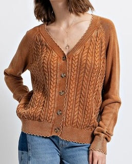 Scallop Detail Vintage Cable Cardigan - *3//COLORS*