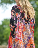 Rose Kimono - Black Multi