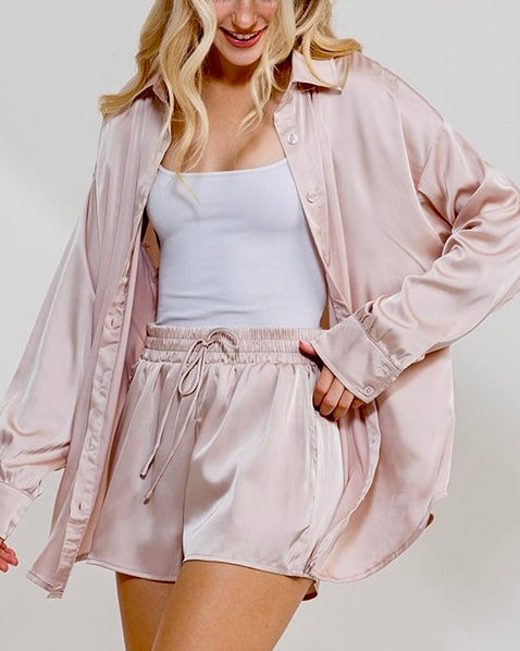 Satin Top & Shorts Set *6//COLORS*