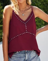 Studded Cami Top - WINE