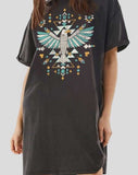 Aztec Eagle Mineral Wash Dress - Black *S-3X*