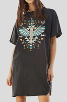 Aztec Eagle Mineral Wash Dress - Black *S-3X*