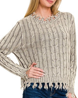 Distressed Cable Sweater