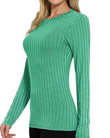 Washed Ribbed Long Sleeve Top