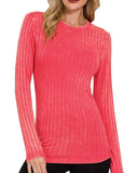 Washed Ribbed Long Sleeve Top