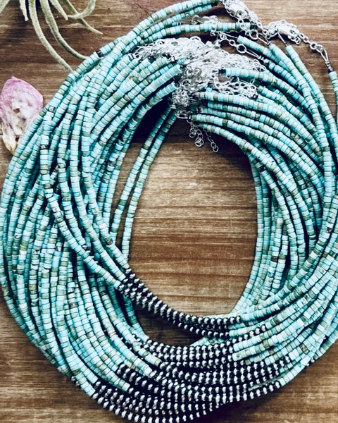 Magnesite Turquoise & Sterling Silver Pearls Necklace
