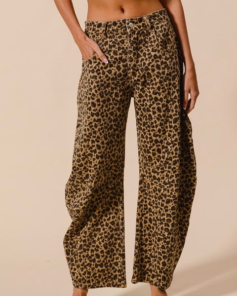 Cheetah Barrel Jeans