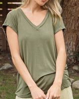 Basic V-Neck Tee - Olive
