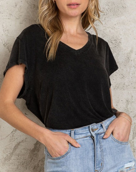 Basic V-Neck Tee - Black