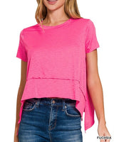 Short Sleeve Shark Bite Top *12//COLORS*