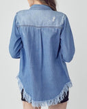 Frayed Hem Denim Shirt