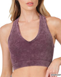Washed V-Neck Racerback Bralette **6//COLORS**
