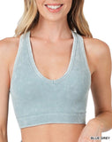 Washed V-Neck Racerback Bralette **6//COLORS**