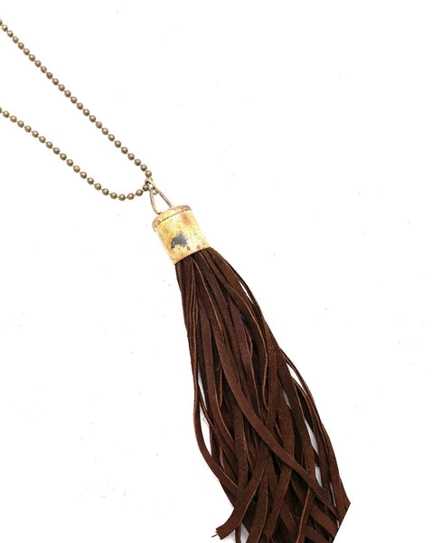 Leather Tassel Necklace - CHOCOLATE