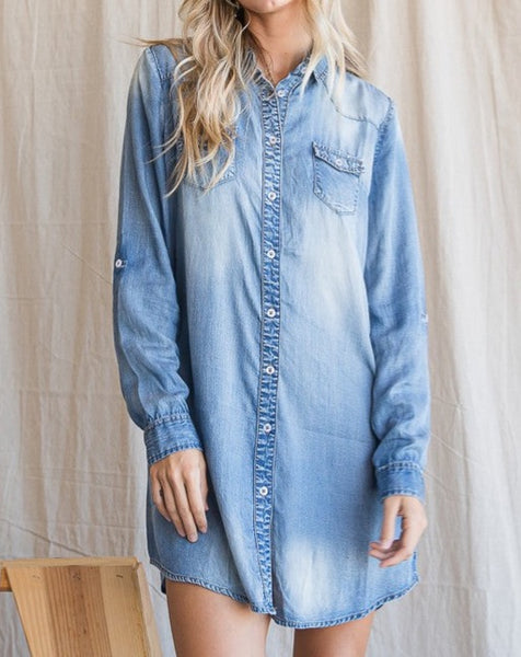 Denim Shirt Dress *S-3X*