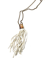 Leather Tassel Necklace - WHITE