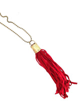 Leather Tassel Necklace - RED