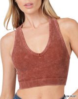 Washed V-Neck Racerback Bralette **6//COLORS**