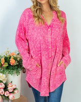 Fuchsia Gauze Button Down Tunic