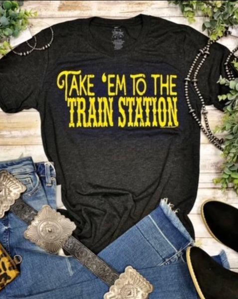 Take ‘Em To The Train Station V-Neck Black