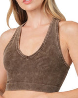 Washed V-Neck Racerback Bralette **6//COLORS**