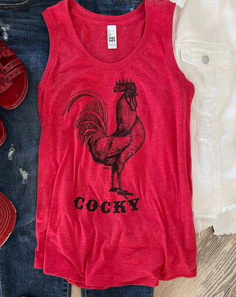 Cocky Rooster Tank Top - Red