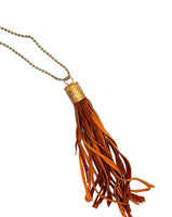 Leather Tassel Necklace - TOBACCO